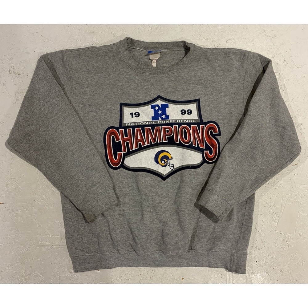 Vintage SPL 28 St Louis Rams 1999 Champions Crewneck Sweatshirt Size XL Gray